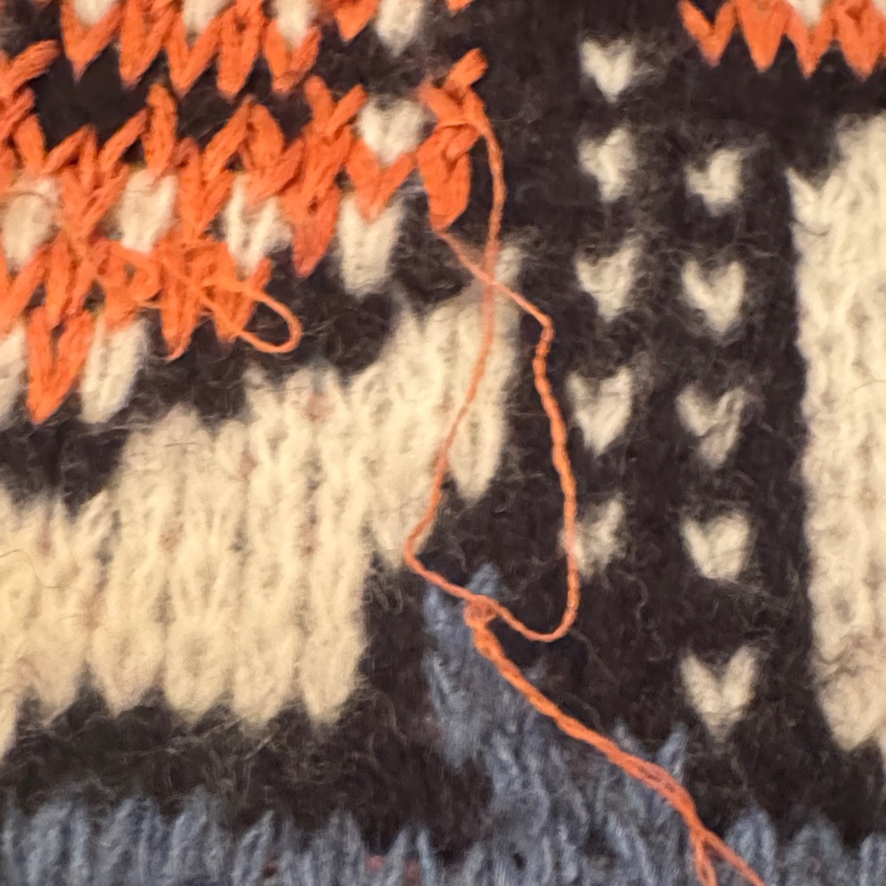 Anthropologie Floral Knit Sweater - Blue, Orange, Cream - Picture 7 of 12